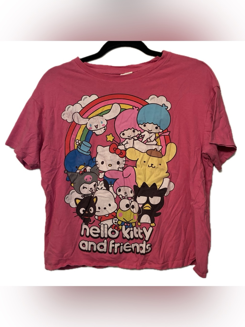 Hello Kitty Sanrio Boxy Crop Graphic Tee Pink Sz S Kawaii Y2K Harajuko Soft Girl - Picture 11 of 16